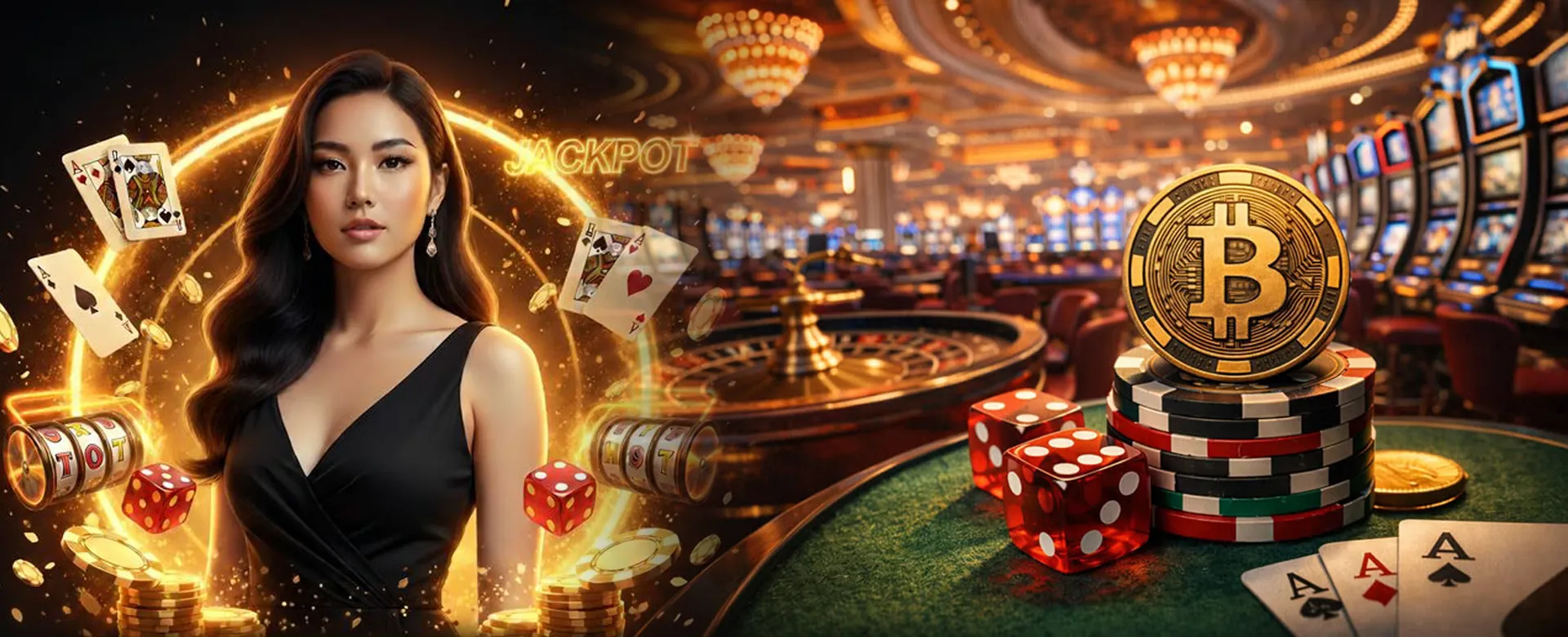 Dynamic background of online casino gaming with bright lights